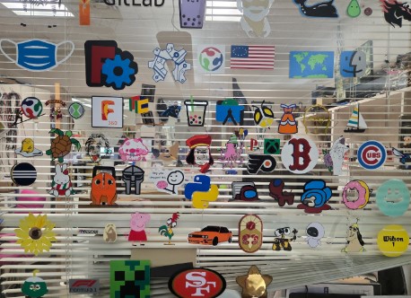 Window with past years stickers