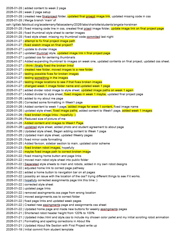 Photo of Git Commit Timeline with Image fixes highlighted