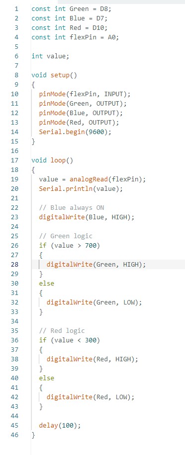 Modified flex code from week 9