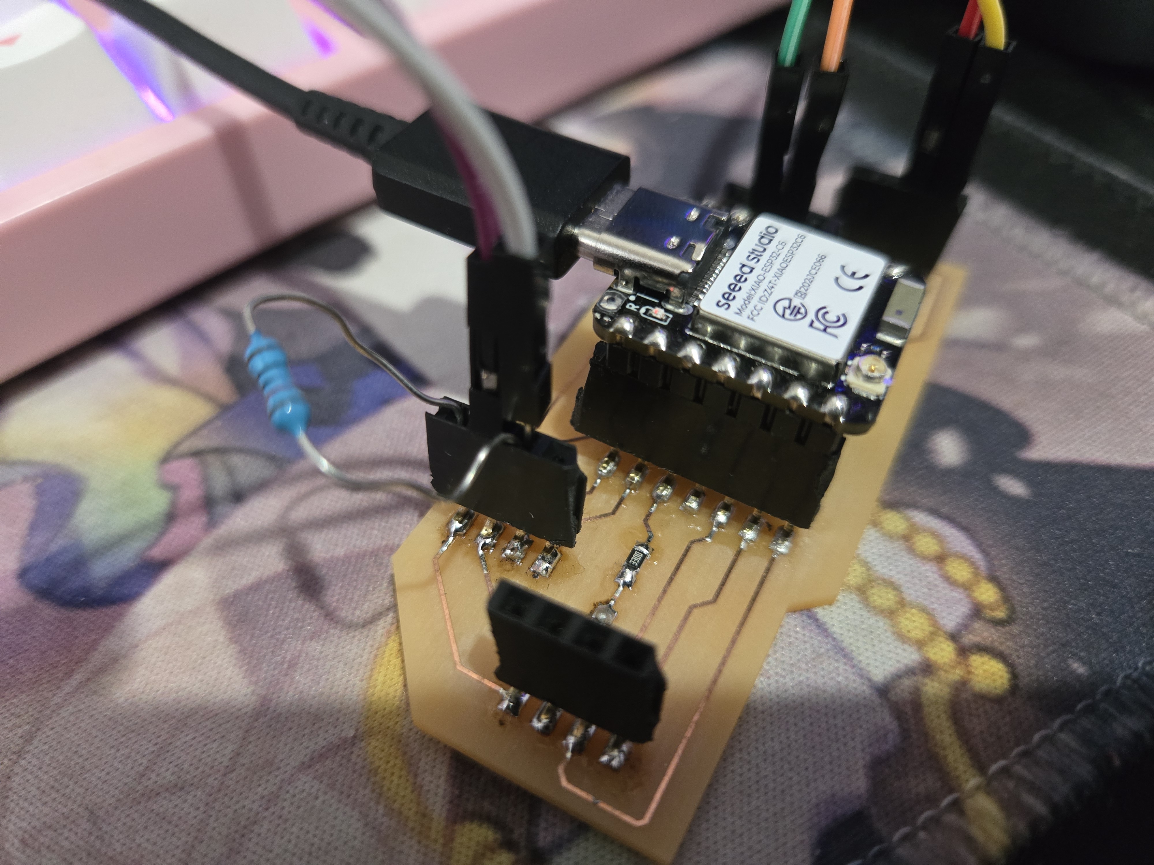 Close up of wiring on breakout board