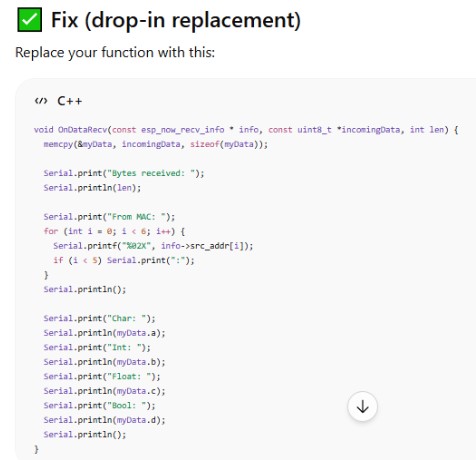 Code fix needed for the reciever board
