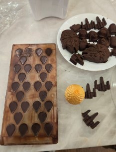 Chocolates ready to be demolded
