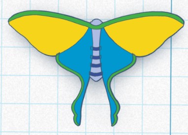 Luna moth design in TinkerCAD