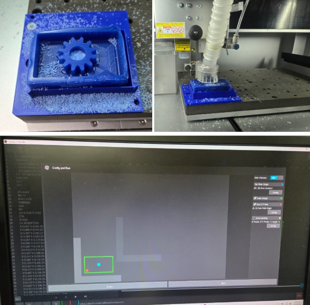 CNC milled gear out of blue wax