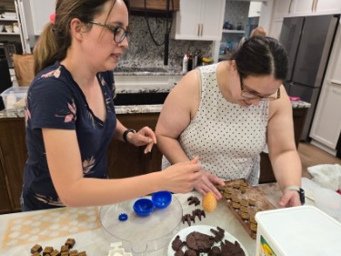 Chocolates being demolded