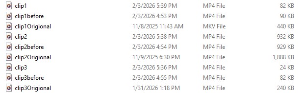 File size comparison before and after compression