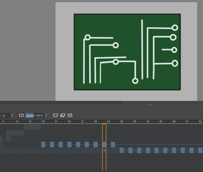 Drawing of a stylized circuit board done in Krita