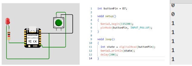 My Modified sample Button with LED code in Wokwi