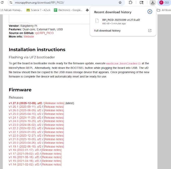 Downloading the .uf2 file