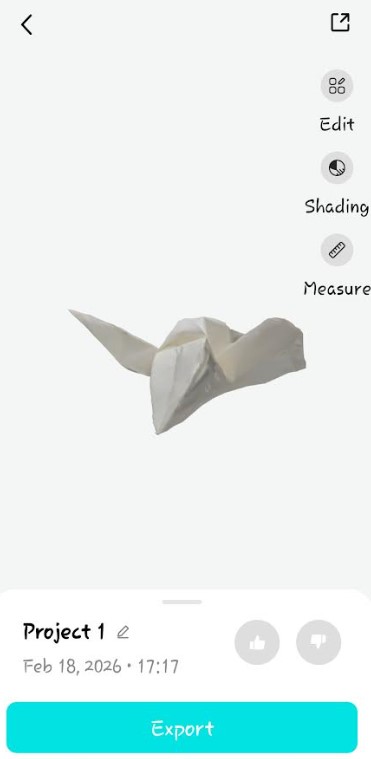 Kiri App scanning an object