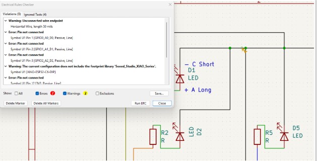 Errors in the electrical rules check