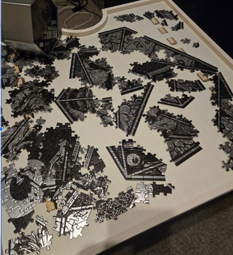 Finished table with a puzzle