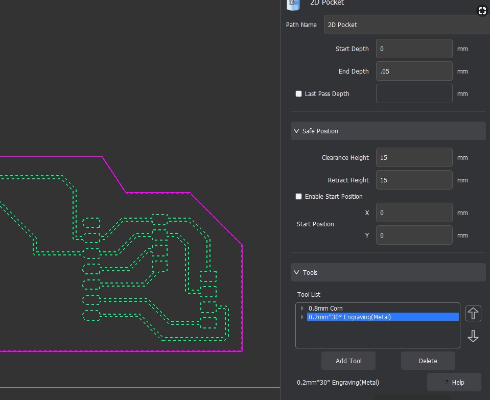 2D Pocket Settings