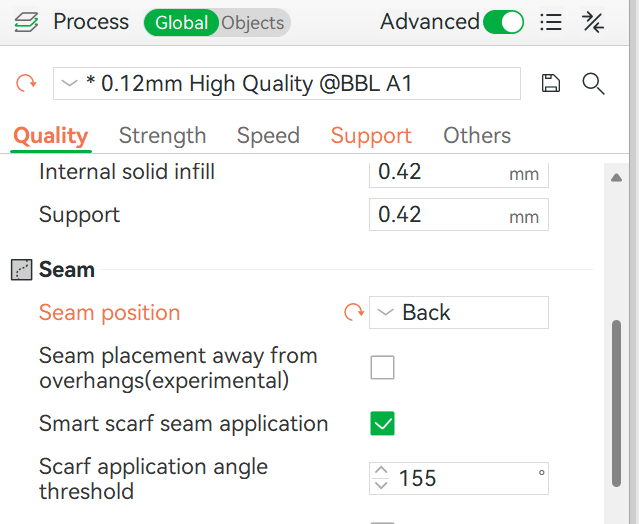 seam position