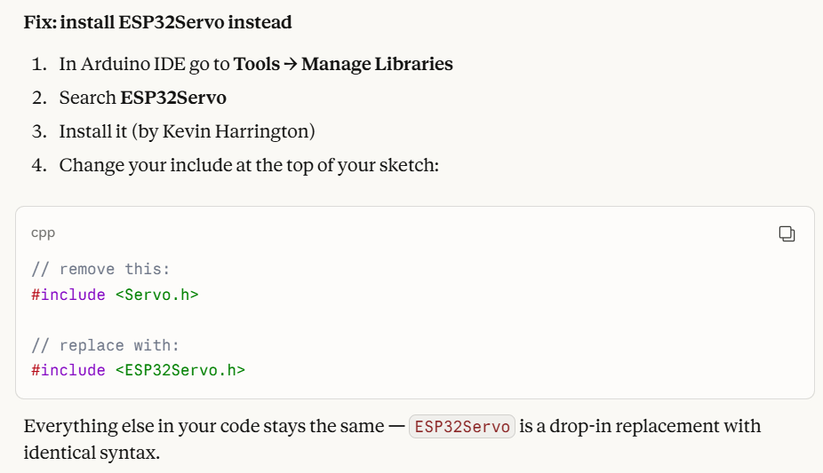 servo.h libary error