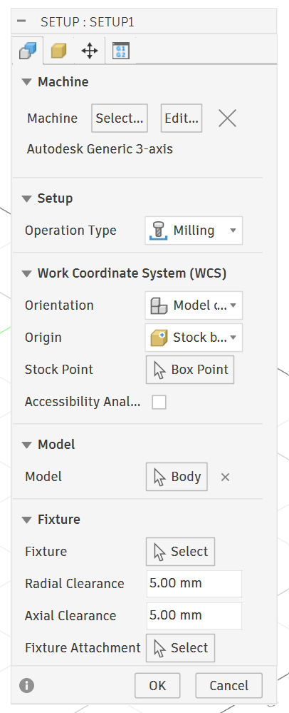 setup Machine tab