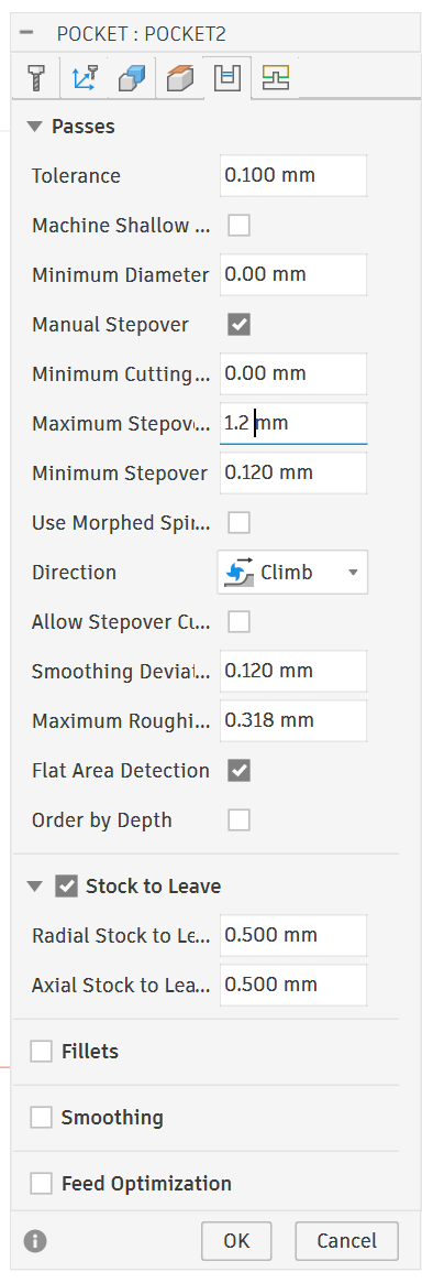 passes tab on packet cut in fusion 360