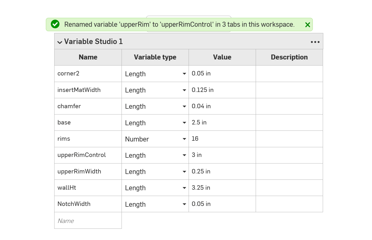 Variable Control Noted