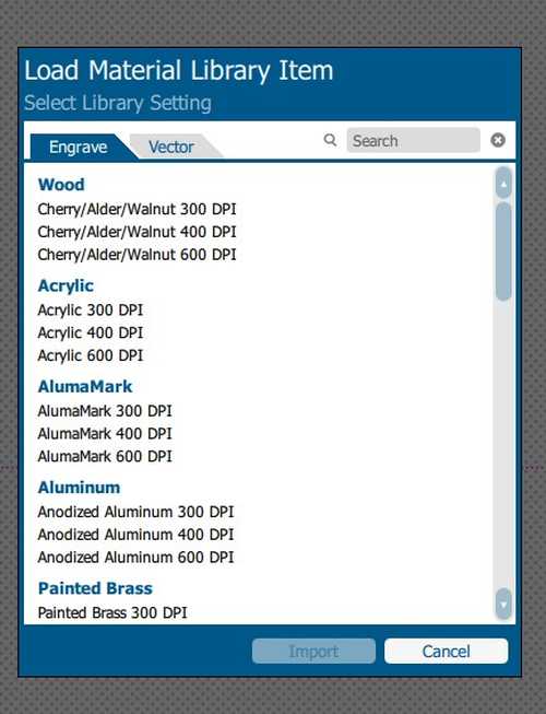 Epilog settings engrave