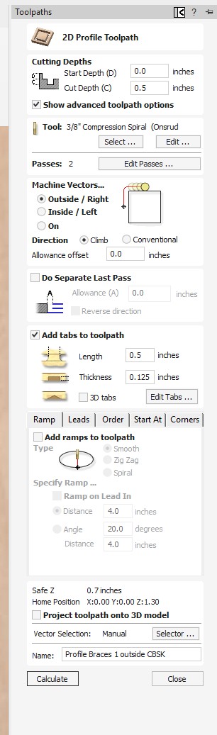 2D cut tool path brace original