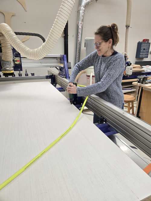 camille using nail gun