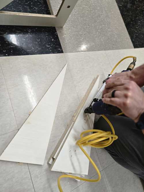 Shooting test brads into practice pieces