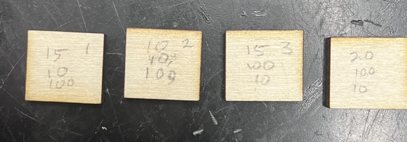 Laser cut power and time change test