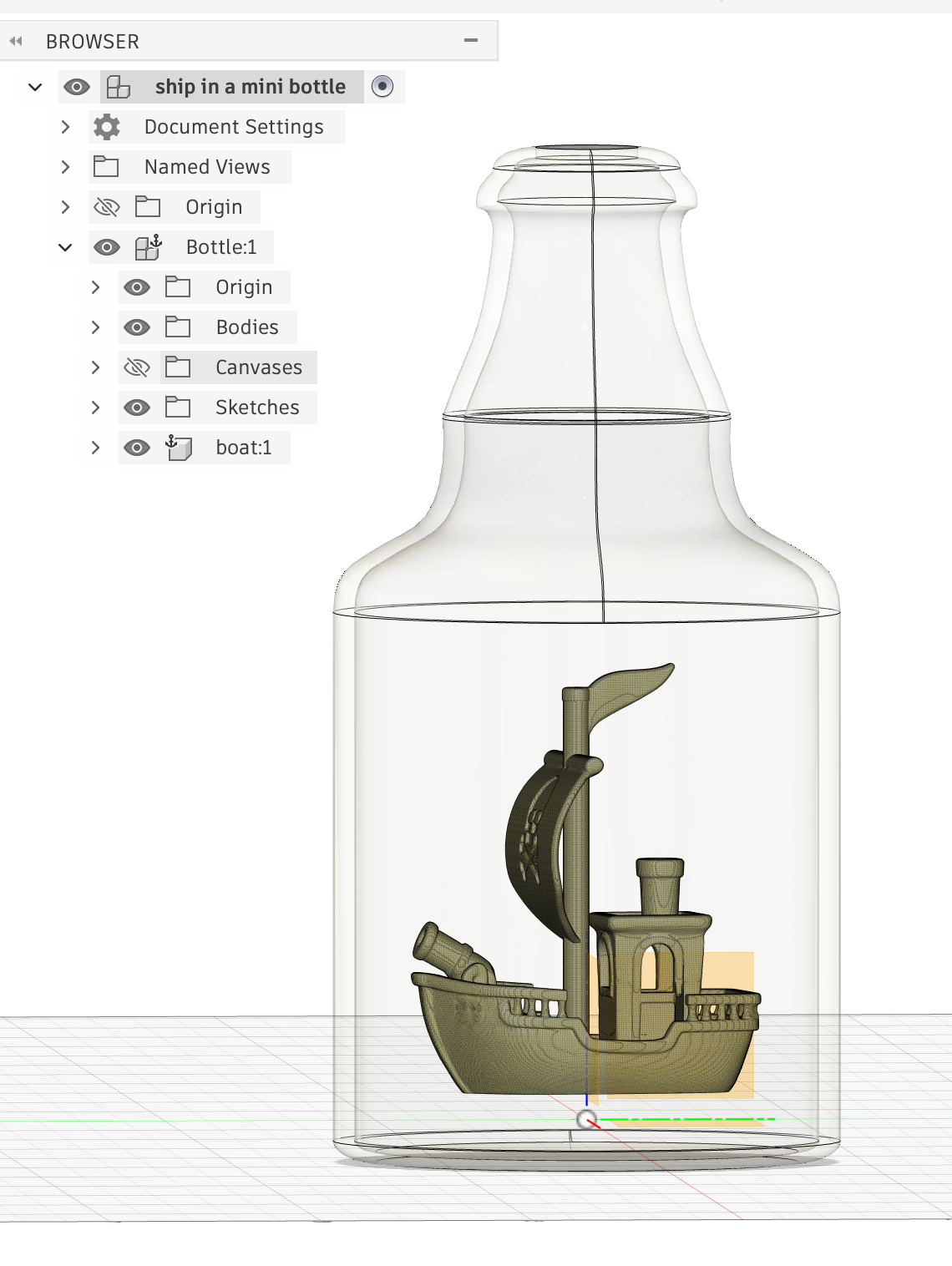 Benchy in a bottle try 1