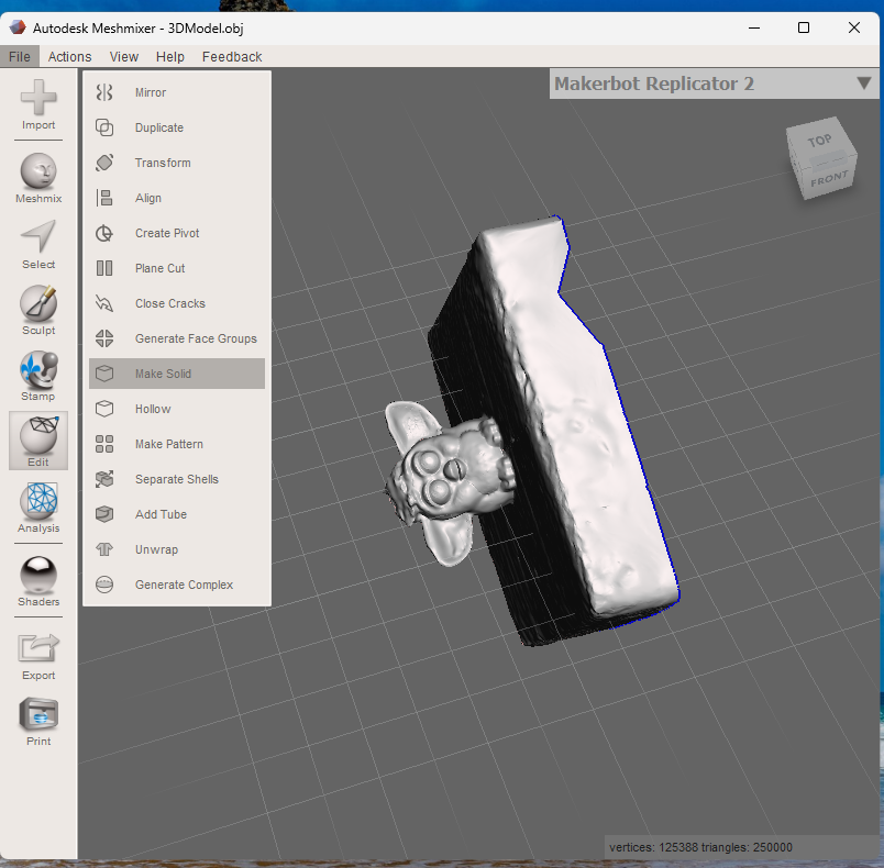 Meshmixer make solid