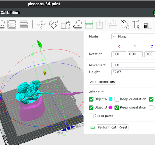 cutting pinecone base