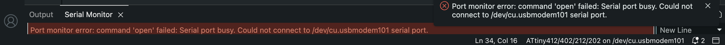 Port monitor error: command 'open'failed: Serial port busy.