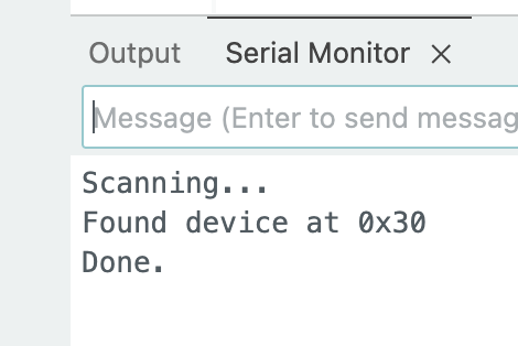 I2C scanner finds one device at 0x30