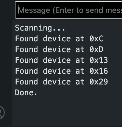 I2C scanner with all boards finds 5 devices at new addresses