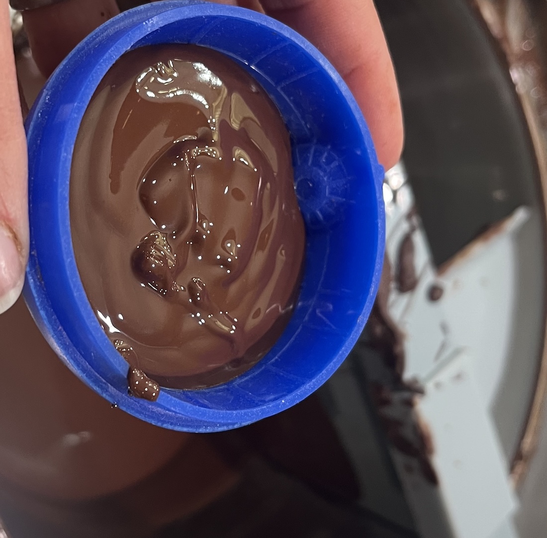 Adding chocolate to half