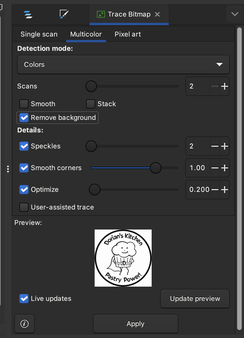 trace bitmap choices