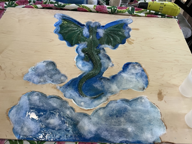paint, batting, epoxy