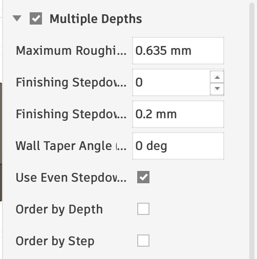 Multiple Depths options showing Maximum Roughing Stepdown