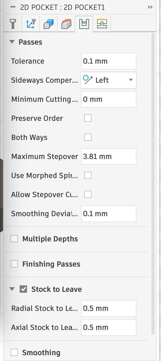 Passes tab showing stepover and other options