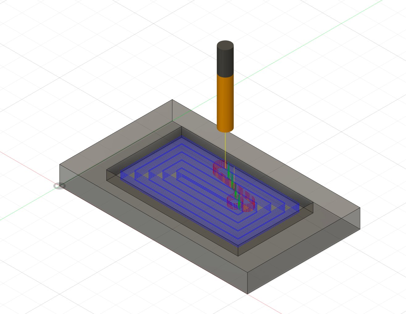 Simulation complete showing the cut pocket