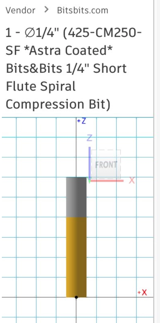Tool selection showing a 1/4" compression bit