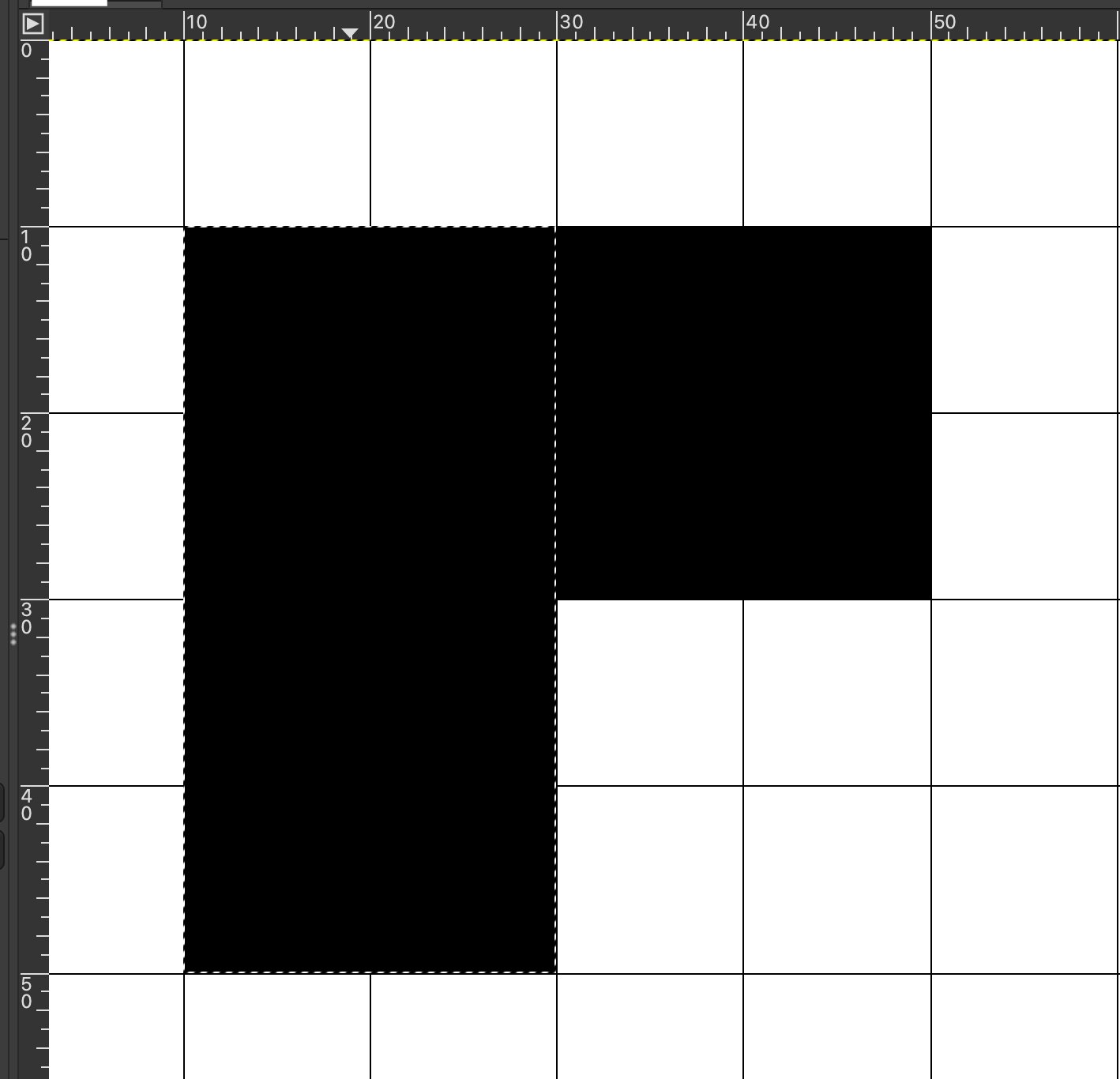 40×20mm rectangle forming L-shape