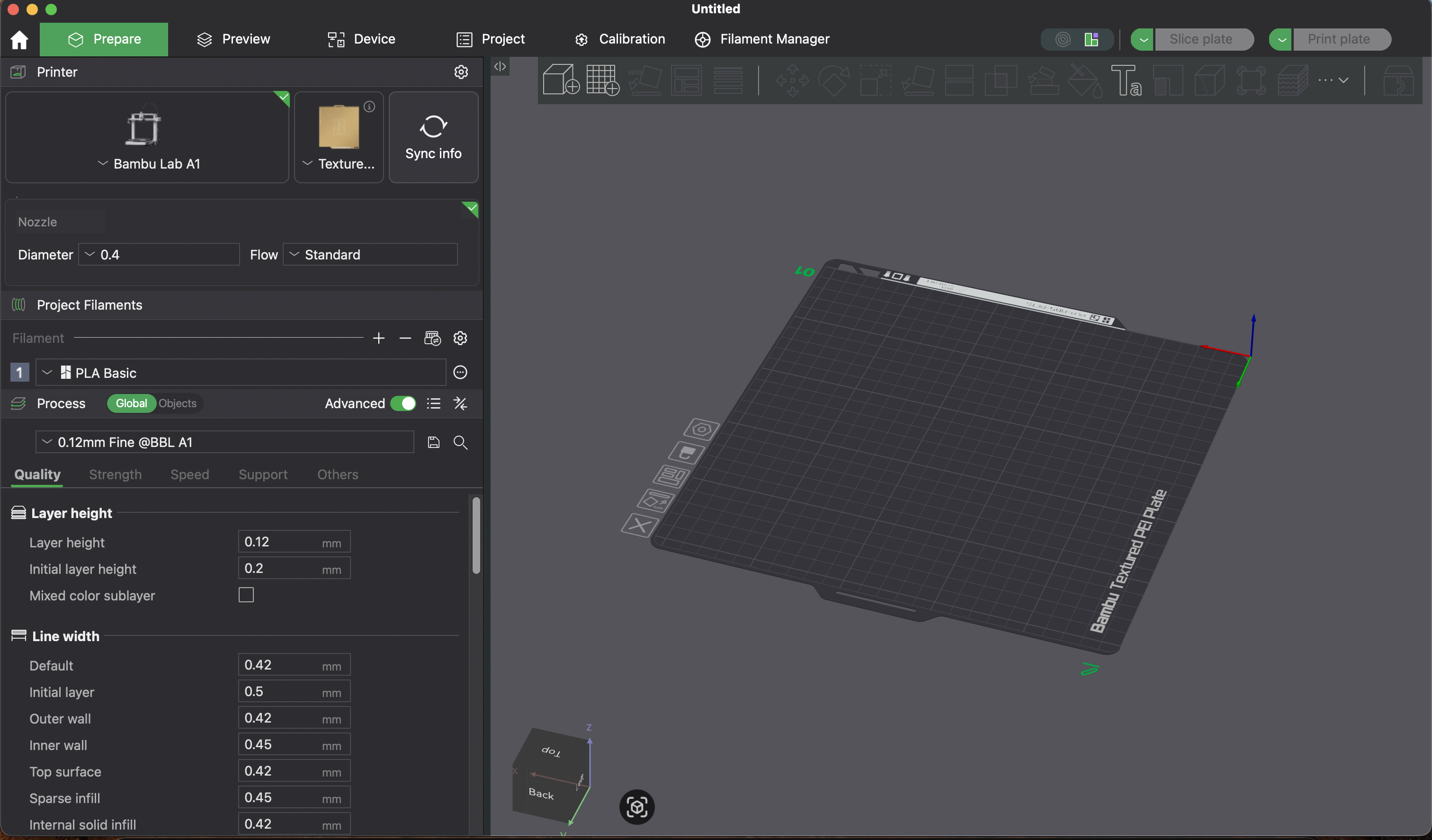 Bambu Studio slicer view of the gyroid lattice