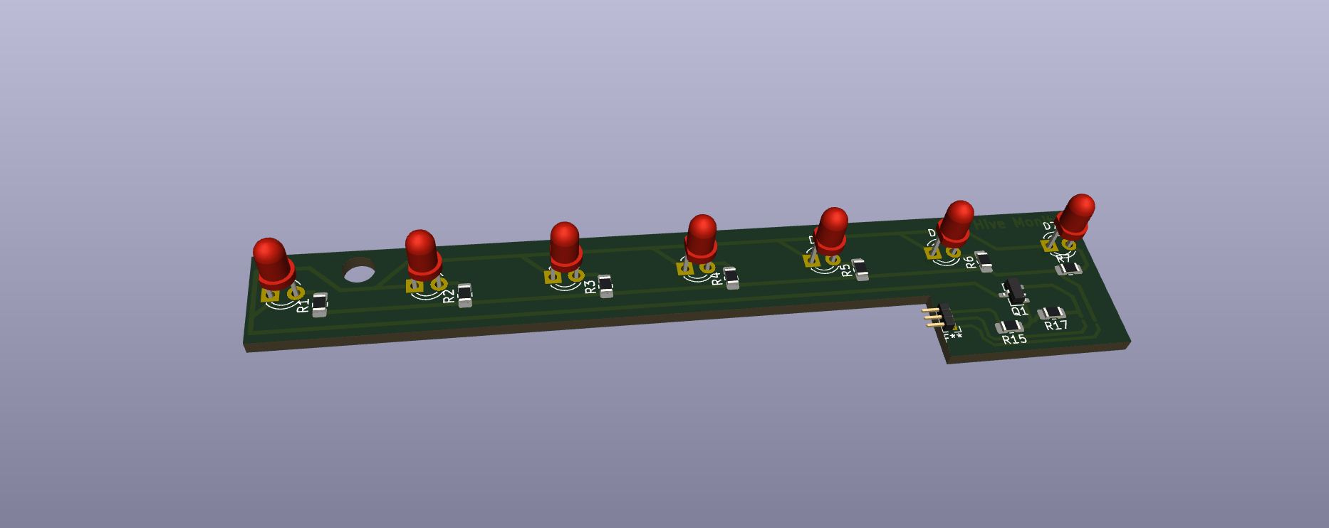 KiCad 3D viewer of LED board