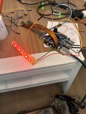 LED board working — all 7 LEDs lit up