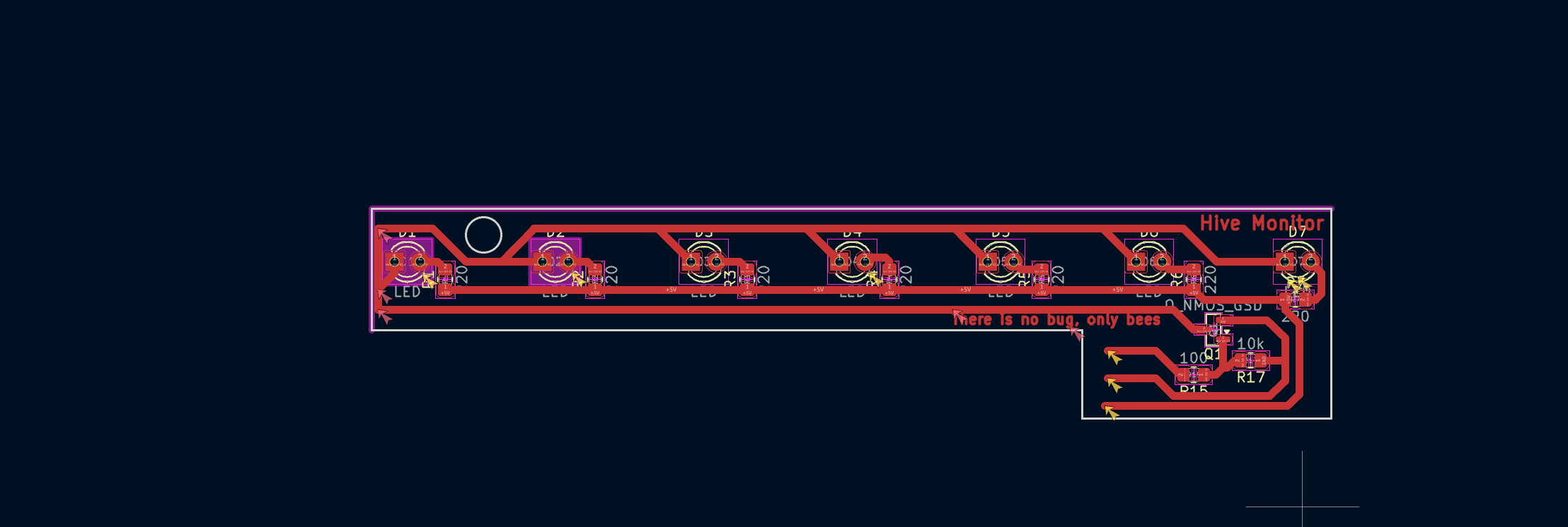 KiCad PCB layout for LED board