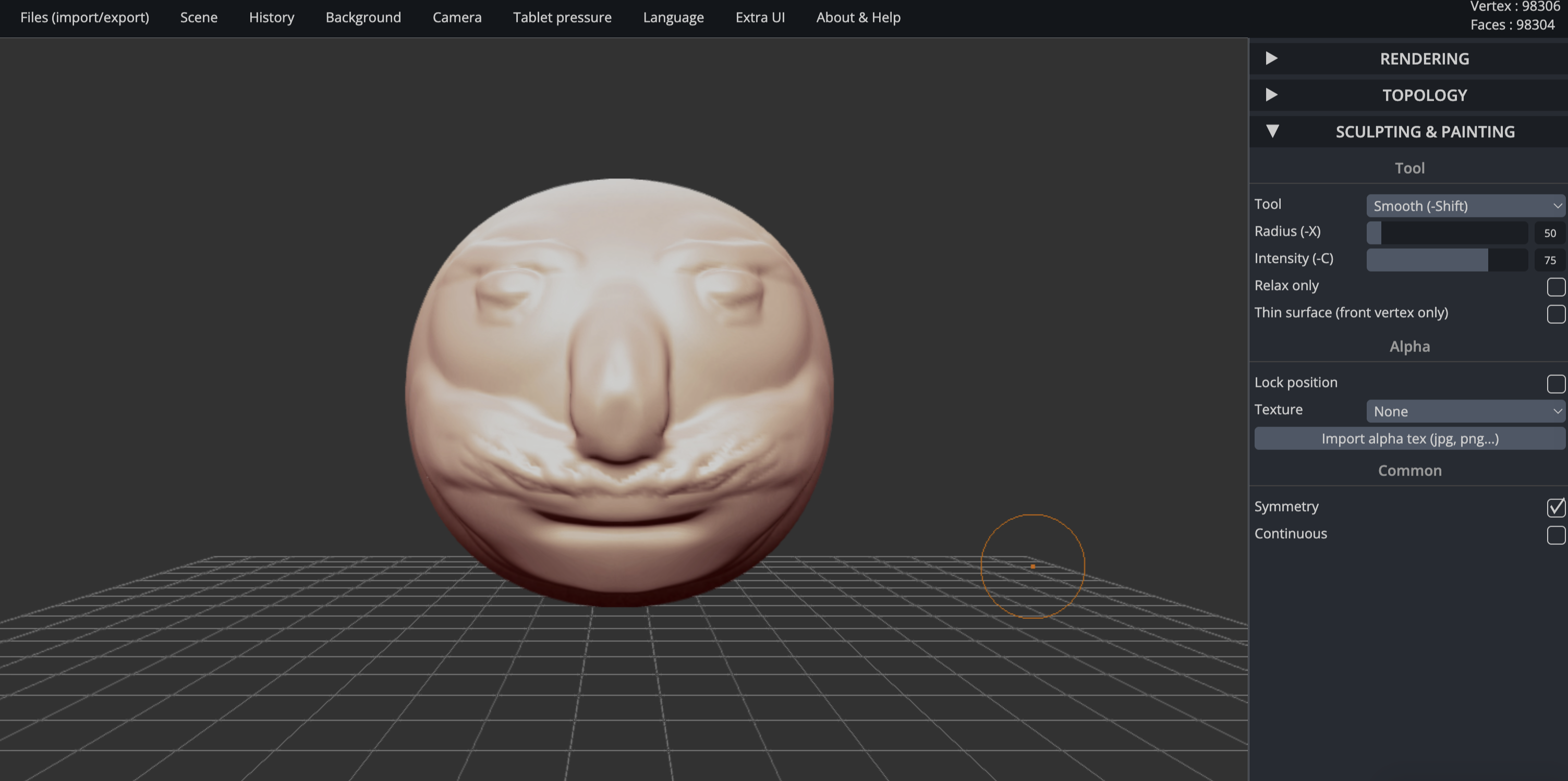 Completed face sculpture