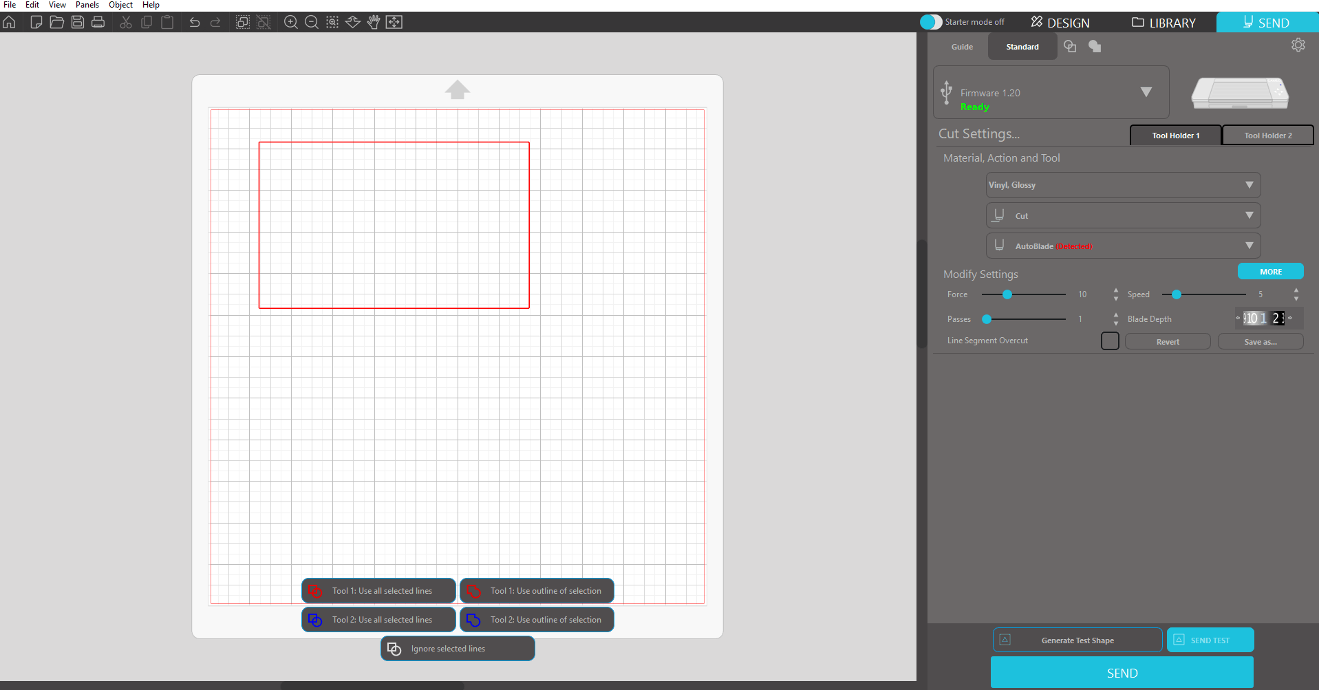 Silhouette Studio Cut Settings for Bronco Background