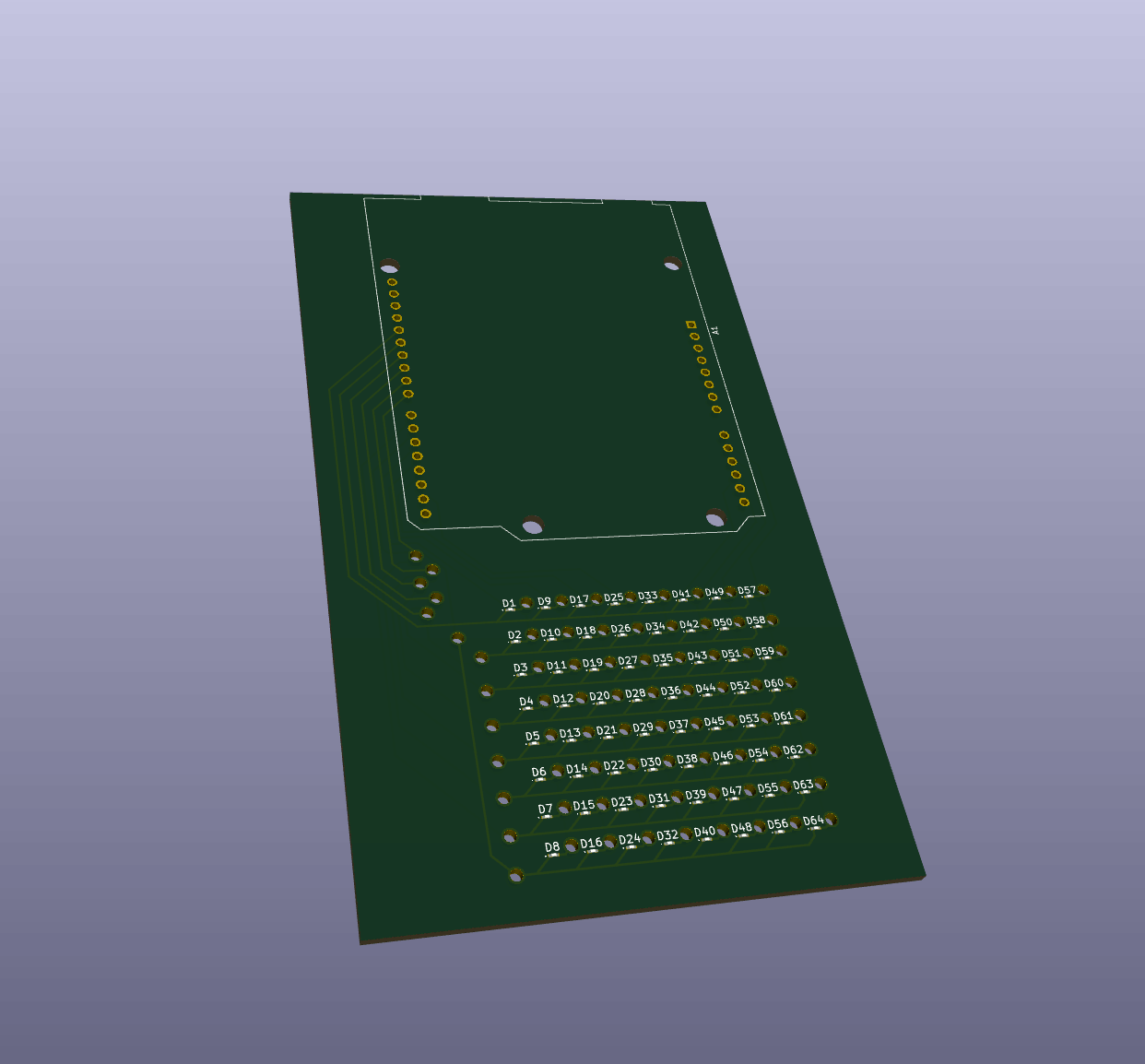 KiCad 3D viewer of the LED matrix PCB