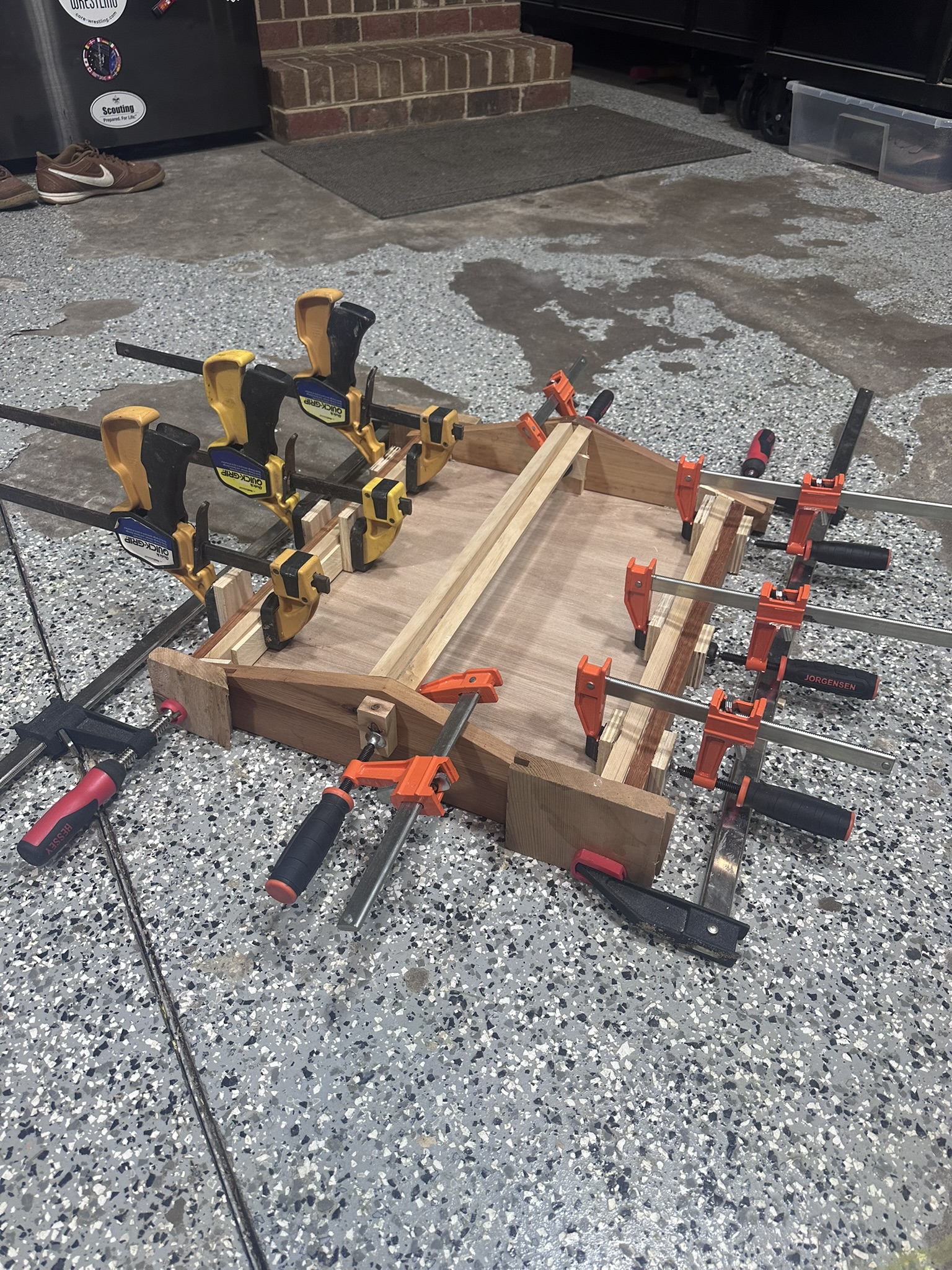 Roof assembly all clamped up