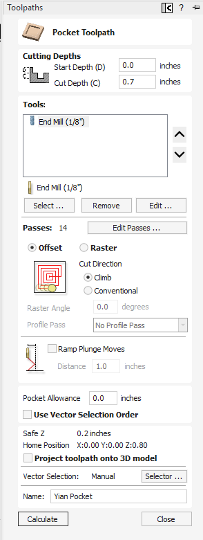 Profile Toolpath Settings